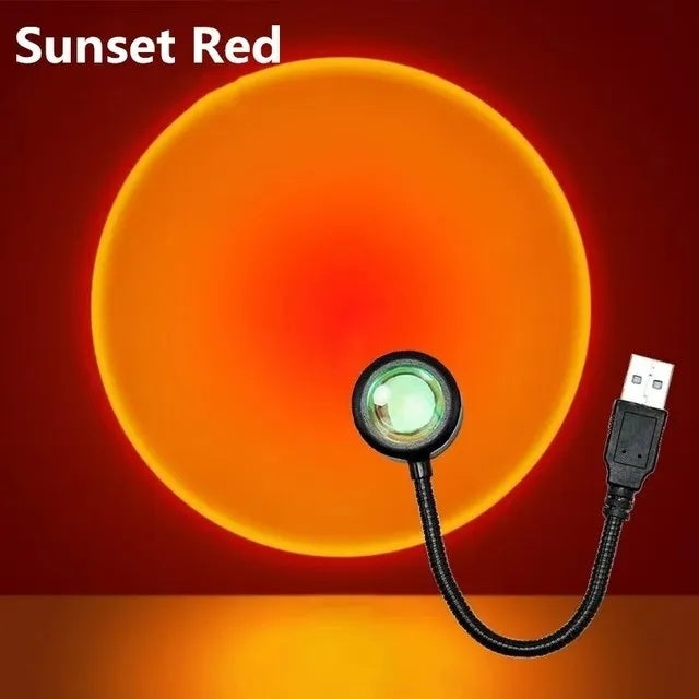 USB Sunset Light Mobile Phone Self Photography Light LED Rainbow Neon Night Light Projector Photography Wall Atmosphere Light