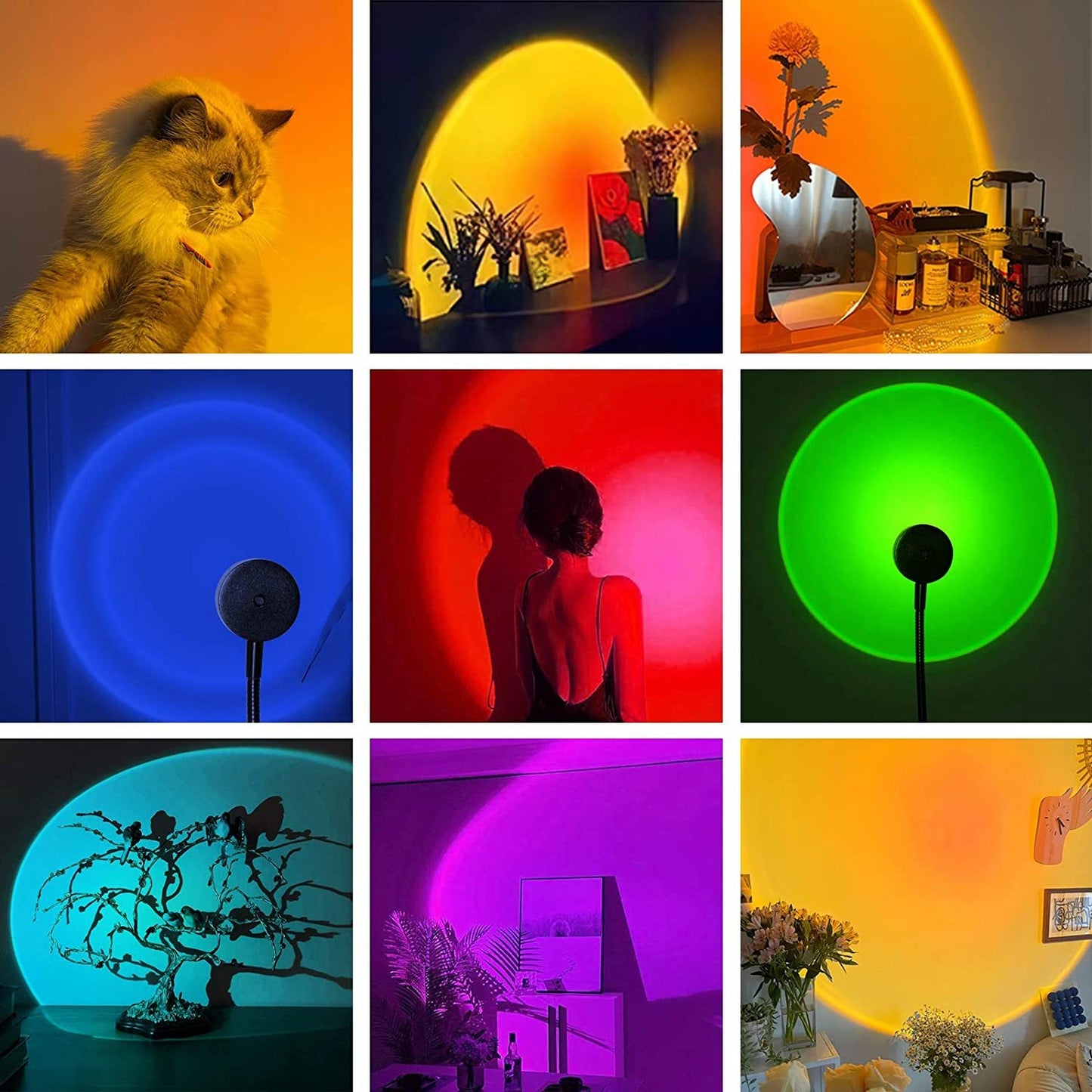 USB Sunset Light Mobile Phone Self Photography Light LED Rainbow Neon Night Light Projector Photography Wall Atmosphere Light